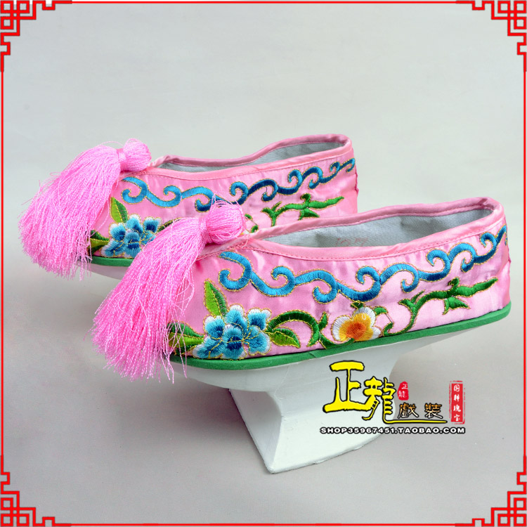 贵池京越剧戏鞋花盆底清朝皇后贵妃宫女花盆底 旗鞋